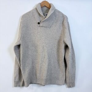Old Navy Shawl Collar Sweater Mens Large Beige Fisherman Cabincore Minimalist